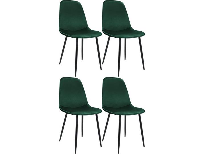 CLP Esszimmerstuhl 4er Set Samt Grün, Metall, 45x88x54 cm, Esszimmer, Stuhl