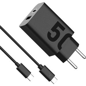 Motorola USB-Ladegerät TurboPower, 50 Watt, 1x USB-C & 1x USB-A, 2 Ports, Schnellladegerät mit USB-C Kabel