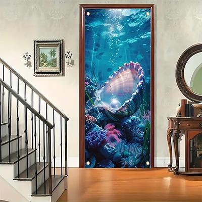 Türbanner mit Unterwasserwelt-Aquarium-Motiv, bunte Meeresfische, Korallenriff-Wanddekoration, Veranda-Dekoration