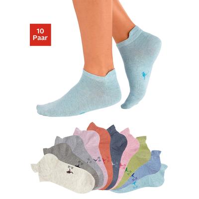 Sneakersocken KANGAROOS "Damen Sneaker Socken, Sportsocken, Sommer Basic", Damen, Gr. 35-38, bunt, Baumwolle, Elasthan, Polyamid, meliert, uni, elastisch, Socken Sneakersocken, mit verlängertem Bündchen hinten, Topseller