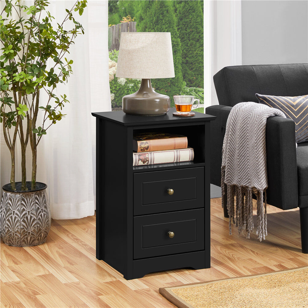 Yaheetech End Table Black 60cm H X 40cm W X 35cm D