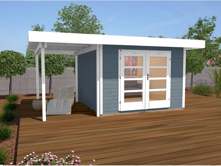 weka Komfort Designhaus 126 Plus A Gr.1 grau, Farbe:grau, Dachform:Flachdach