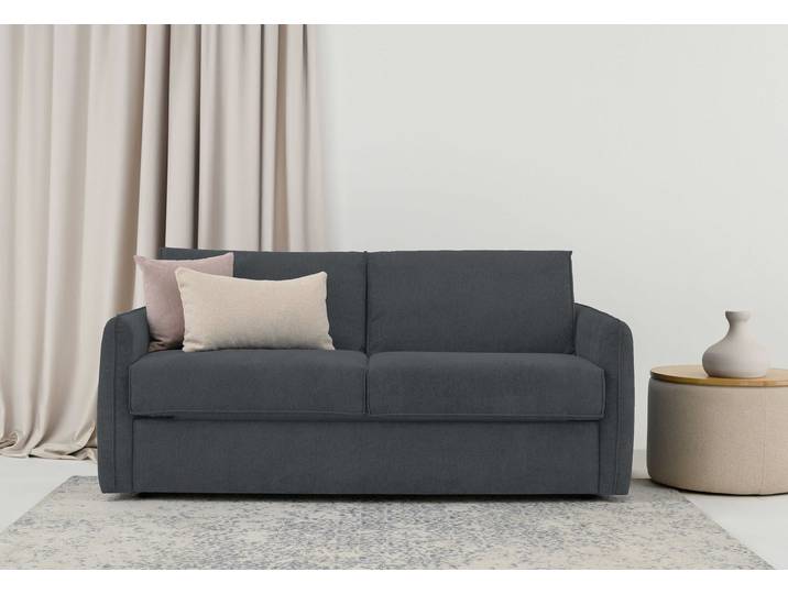 Schlafsofa, 100% Polyester, Anthrazit, 169×97 cm, Mit Dauerschlaffunktion, Klassisch, Home-affaire