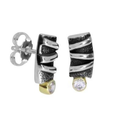 Paar Ohrstecker OSTSEE-SCHMUCK "- Emilia - Silber 925/000 & Gold 585/000 - Zirkonia" Gr. 13, silber (silber 925, silberfarben, weiß), Ohrringe, Damen, 13, Silber 925 (Sterlingsilber)