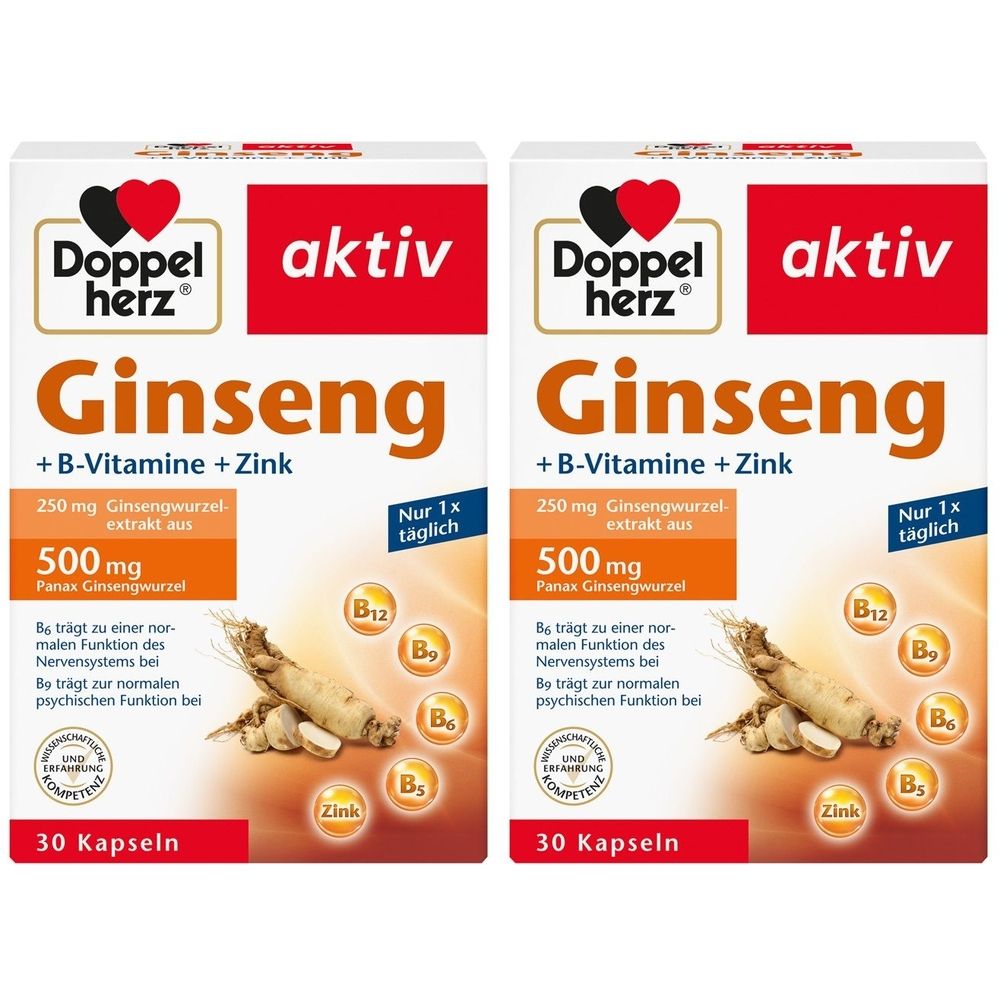 Doppelherz Ginseng 250+B-Vitamine+Zink Kapseln 2x 2x30 St