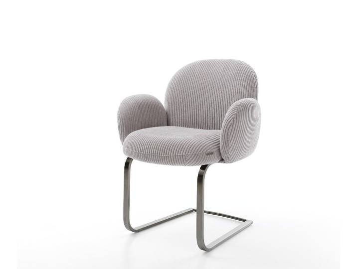 Freischwinger Nube-Flex mit Armlehnen Cord Silbergrau Freischwinger flach Graphit Taschenfederkern, Esszimmerstühle
