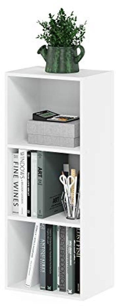 3-traps boekenkast met open plank, wit
