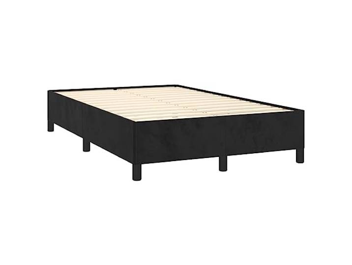 KTHLBRH Bettgestell ohne Matratze Schwarz 120 x 190 cm Samt Gepolstertes Bettgestell, Lattenrost aus Sperrholz, stabile Beine, 100 % Polyester