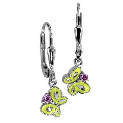 Paar Ohrhänger OSTSEE-SCHMUCK "Ostsee-Schmuck Ohrhänger Schmetterling Ohrhänger Schmetterling", gelb, Ohrringe, Damen, 22x6mm, Silber 925 (Sterlingsilber)