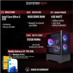 Systemtreff Office PC G254898 (512 GB, 16 GB, GeForce GT 710), PC, Schwarz