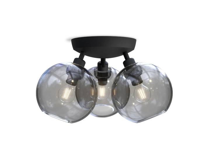 Belid Plafonnier Gloria Ø33 cm Noir-verre coloré fumée