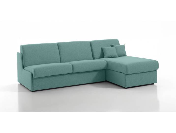 MARSEILLE - Canapé d'angle convertible 5 places - Tweed, Vert deau