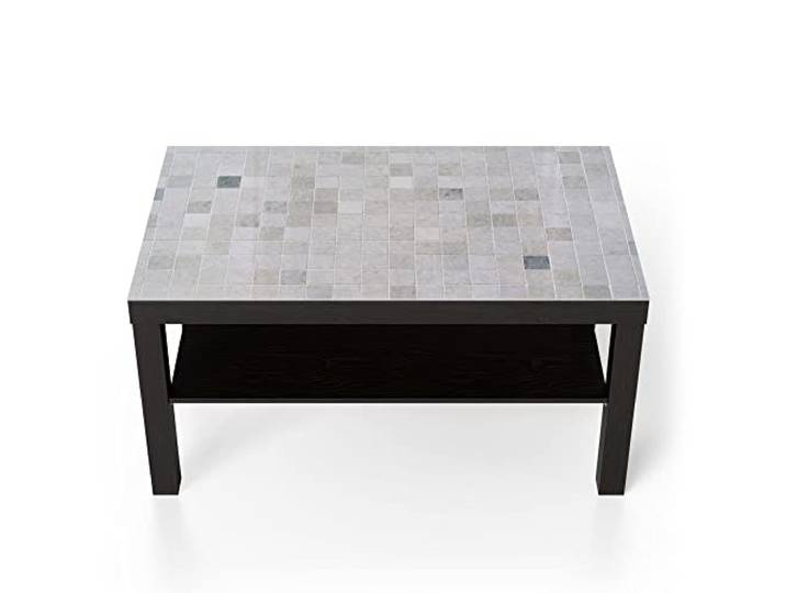 DEQORI Glastisch schwarz groß 90x50 cm Motiv Fliesenwand aus Keramik ausgefallener Beistelltisch aus Glas Hochglanz Couchtisch fürs Wohnzimmer moderner Couch Tisch mit Design