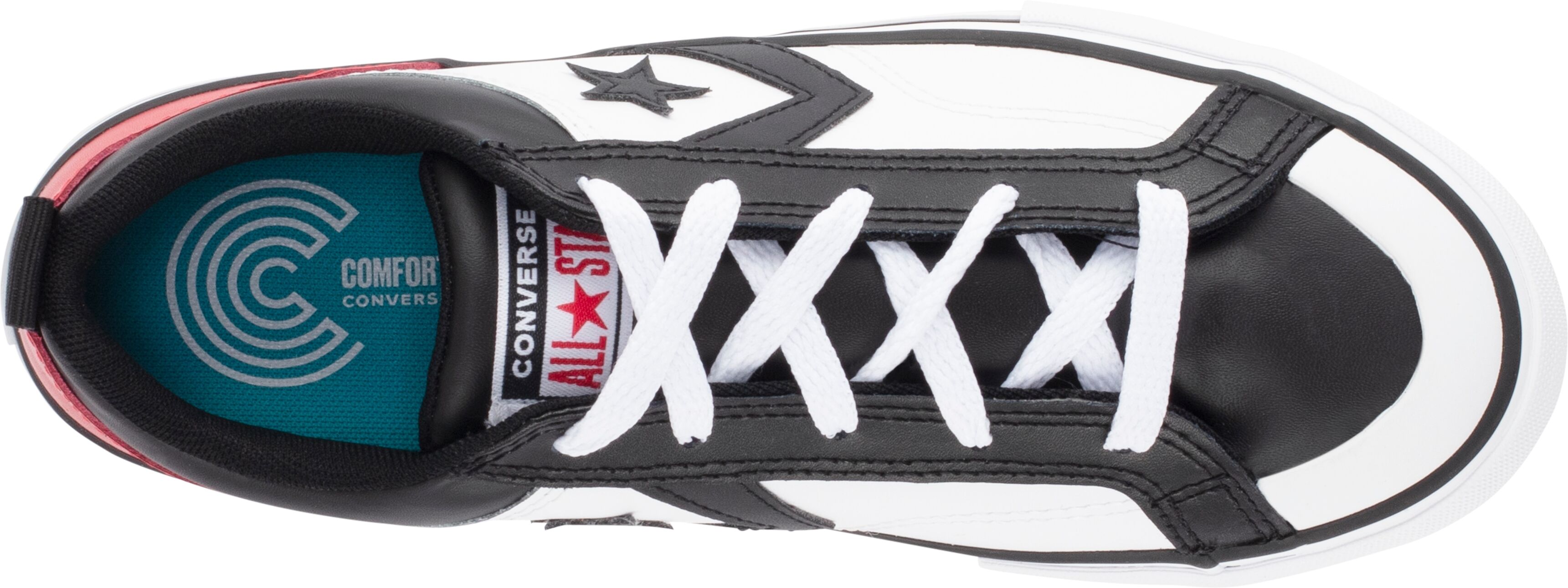 Sneaker CONVERSE "PRO BLAZE", Jungen, Gr. 39, weiss (schwarz, rot, weiß), Leder, Schuhe Sneaker schwarz, rot, weiß 39