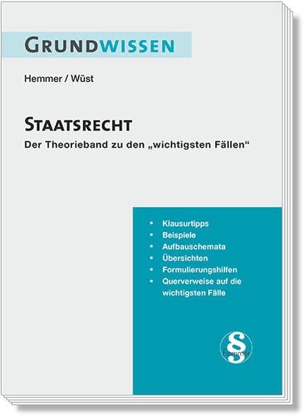 Karl-Edmund Hemmer - Grundwissen Staatsrecht: Theorieband zu den 32 wichtigsten Fällen Staatsrecht (Skripten - Öffentliches Recht) - Preis vom 09.10.2026 07:28:09 h