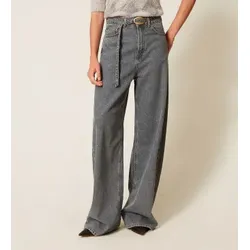 Twinset für Damen. 262TT2391 Ballonjeans mit fünf Taschen in Grau (27), Lässig, Baumwolle
