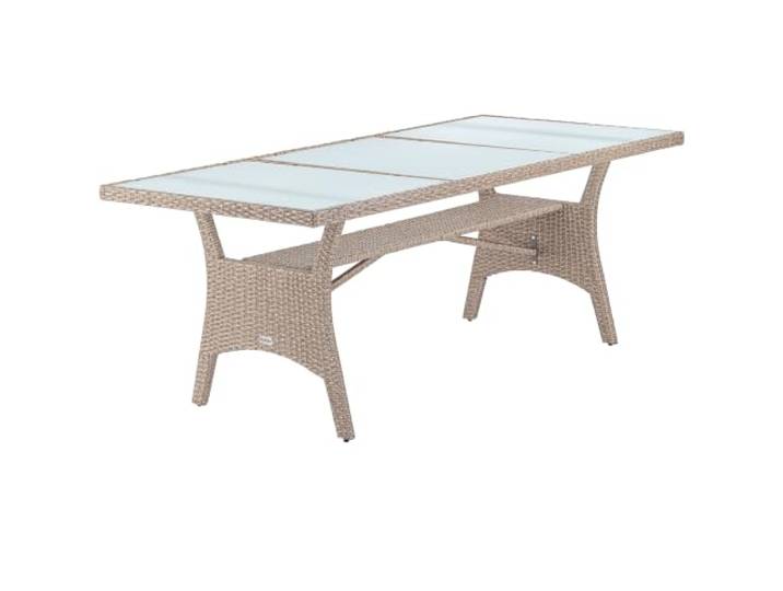 CASARIA® Polyrattan Gartentisch 190x90x74 cm mit Ablage Glas Tischplatte Höhenverstellbar Wetterfest Garten Terrasse Balkon Esstisch Gartenmöbel Creme