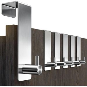 4smile Türhaken für Außenseite, silber, aus Edelstahl, zum Einhängen, 6 Stück