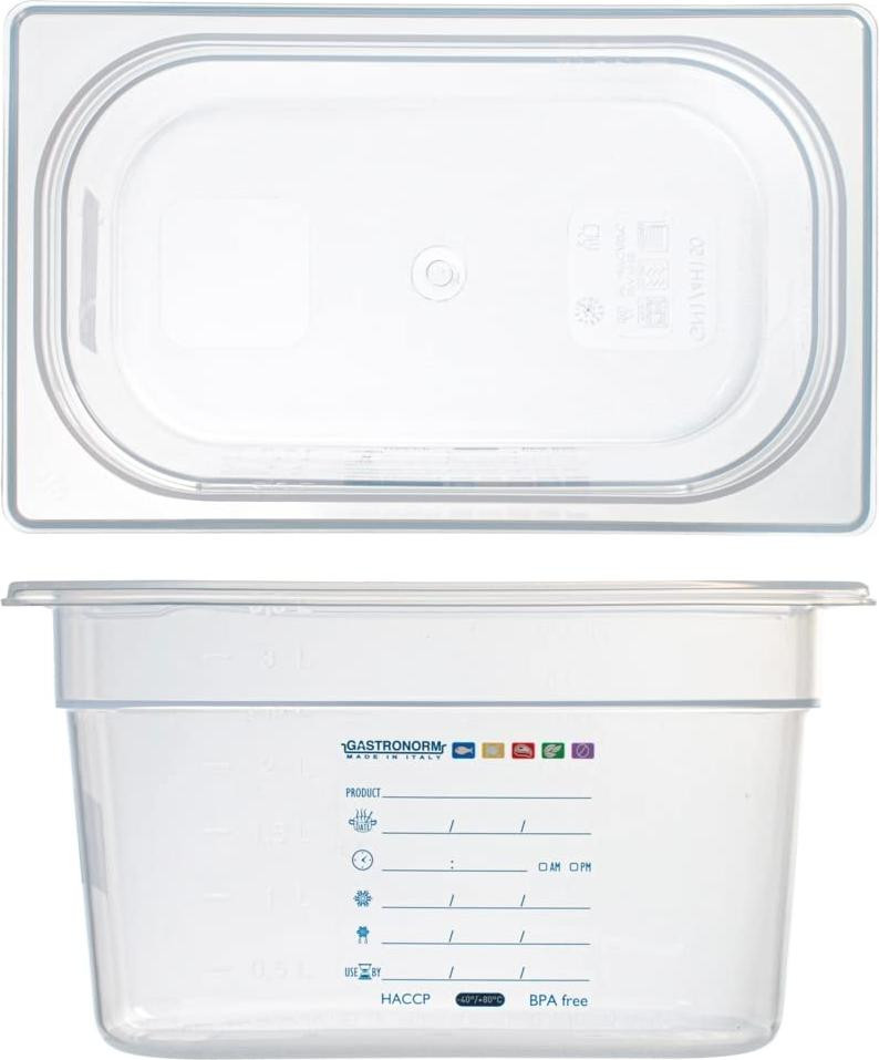 Dripio GN 1/4 container, polypropyleen, transparant, 6,09 liter, hoogte: 150 mm