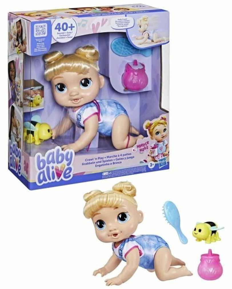 Baby Alive Harper Hugs Crawling elektronische pop met blond haar, 27 cm