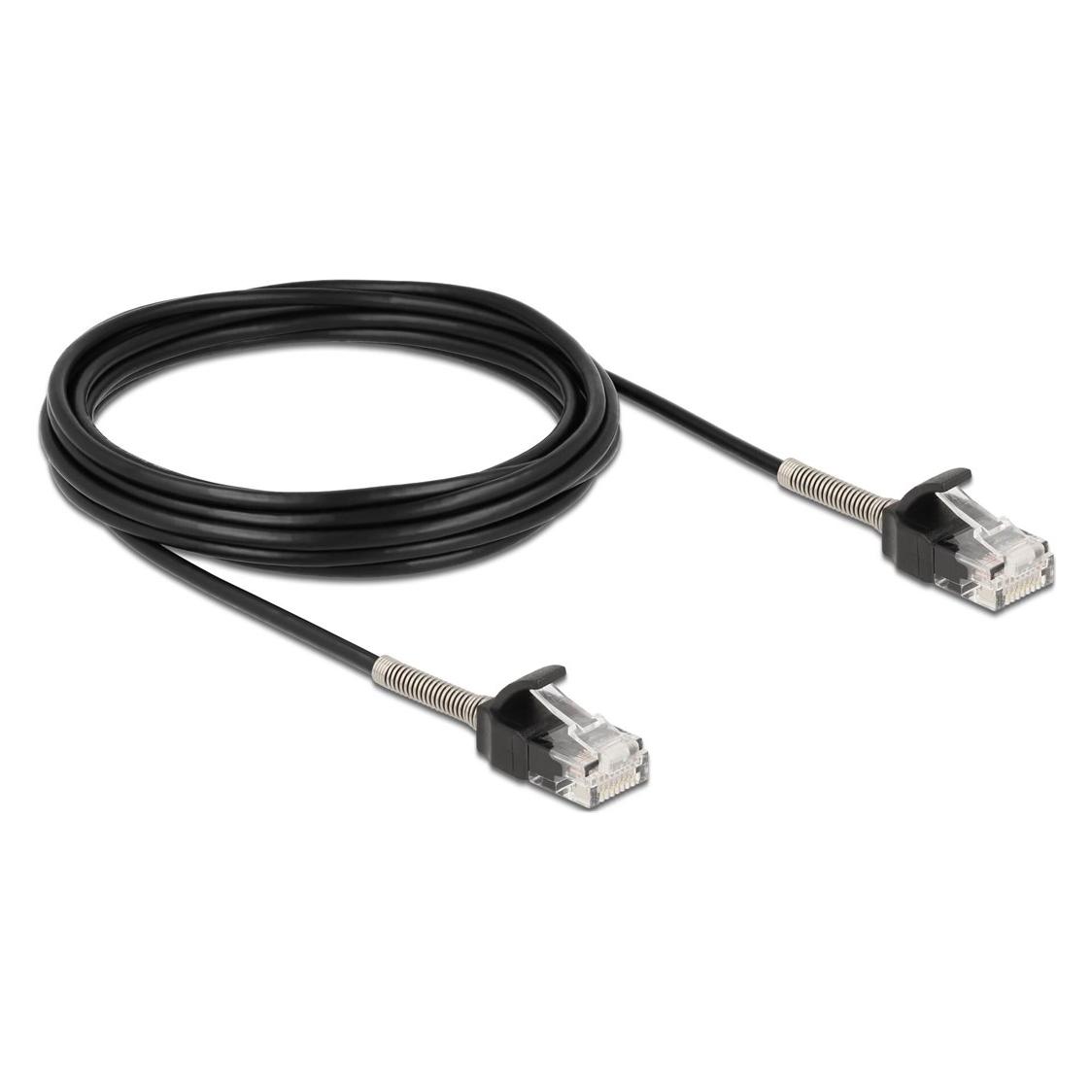 Delock Kabel RJ45 Stecker zu RJ45 Stecker mit Knickschutz Cat.6A 5 m schwarz (UTP, CAT6a, 5 m) (87021)