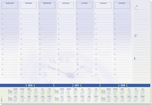 Sigel H6350 Schreibunterlage Wochenplan, Tagesplan 2026, 2027, 2028 liniert Weiß, Blau (B x H) 59.5cm x 41cm 30 Blatt 1St.