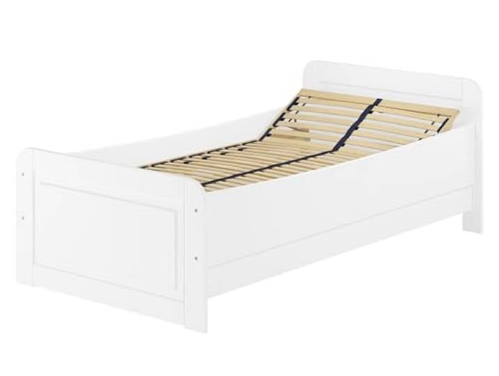 Erst-Holz Weißes Seniorenbett extra hoch 90x200 Zubehör wählbar V-60.42W-09Federholzrahmen inkl.