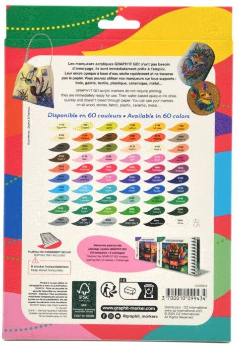 GRAPH'IT GO Set de 12 marqueurs acrylique - ESSENTIAL