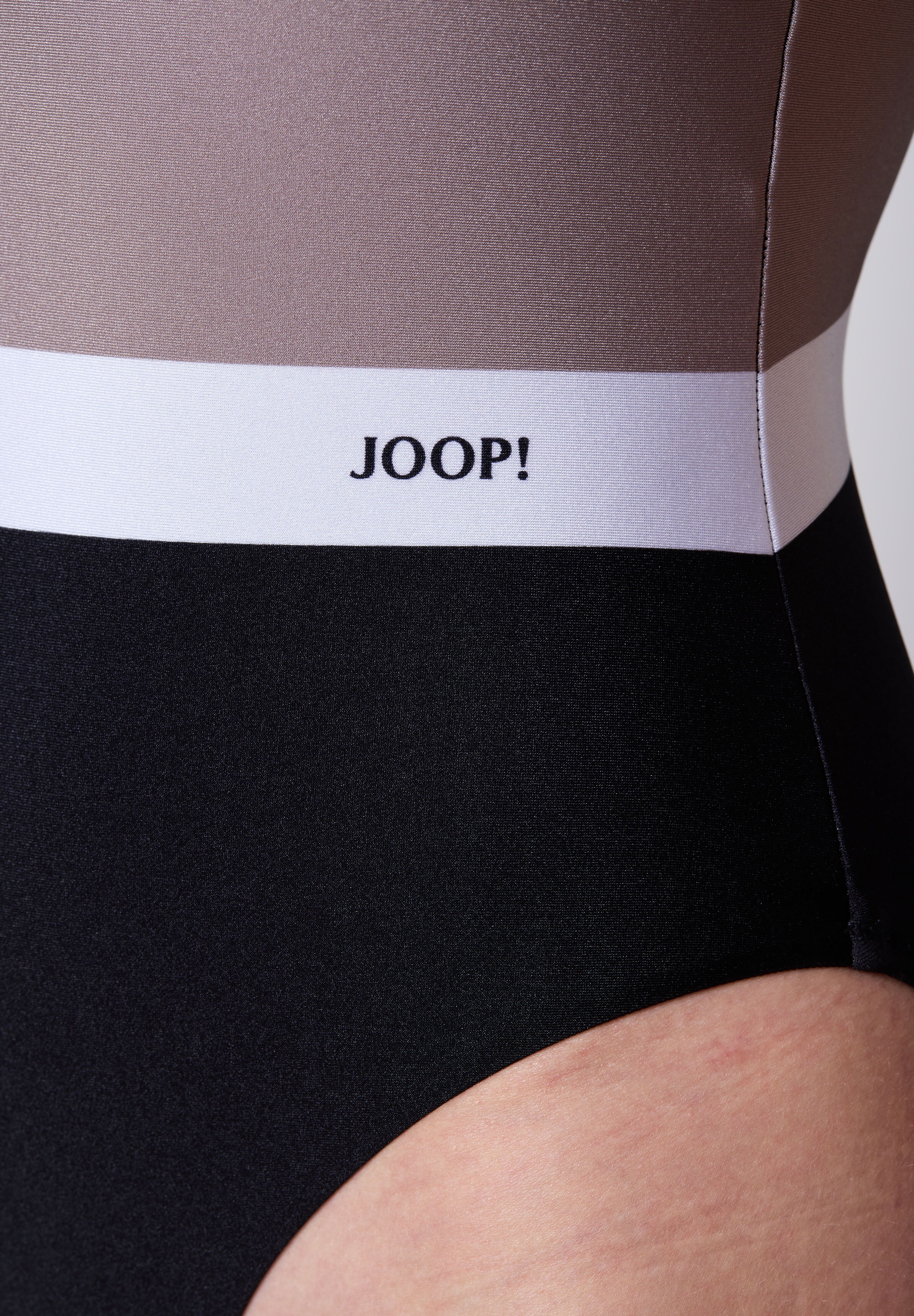Joop! Badeanzug JOOP "Color Block", Damen, Gr. 36, N-Gr, schwarz (schwarz beauty), Obermaterial: 82% Polyamid, 18% Elasthan, Badeanzüge Badeanzug schwarz beauty 36, N-Gr