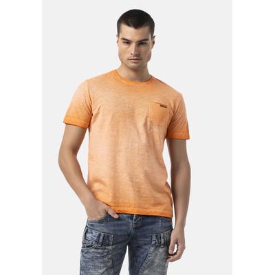 T-Shirt CIPO & BAXX "CT810", Herren, Gr. M, orange, 100% Baumwolle, unifarben, regular fit, Rundhals, Shirts T-Shirt, Auffälliger Front-Print