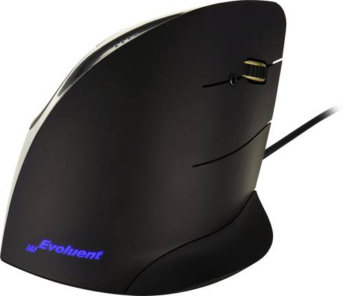 Evoluent Vertical Mouse Corded Right Hand Ergonomische Maus USB Optisch Schwarz, Silber 5 Tasten Ergonomisch
