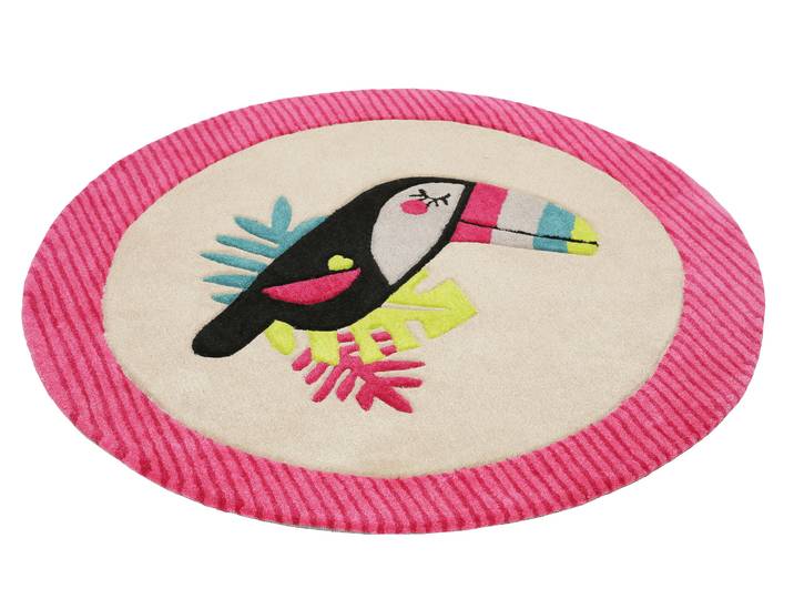 Kinderteppich ESPRIT E-Toucan ESP-4373 Gr. 9, pink, H:9mm Ø:100cm, Kunstfaser, Teppiche, Kinderteppich, besonders weich, Motiv Toucan
