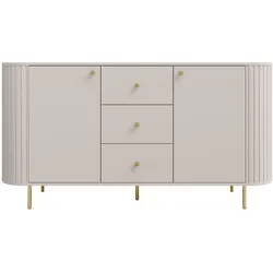 SIDEBOARD Halay Beige, 2 Türen & 3 Schubladen Moderne Rillenstruktur 164,6 cm