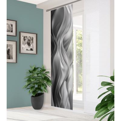 Schiebegardine HOME IN GREEN "ALCINA" Gr. 1, grau, B:60cm H:245cm, Polyester, Gardinen, DIGITALBEDRUCKT, BAMBUSOPTIK RECYCELT