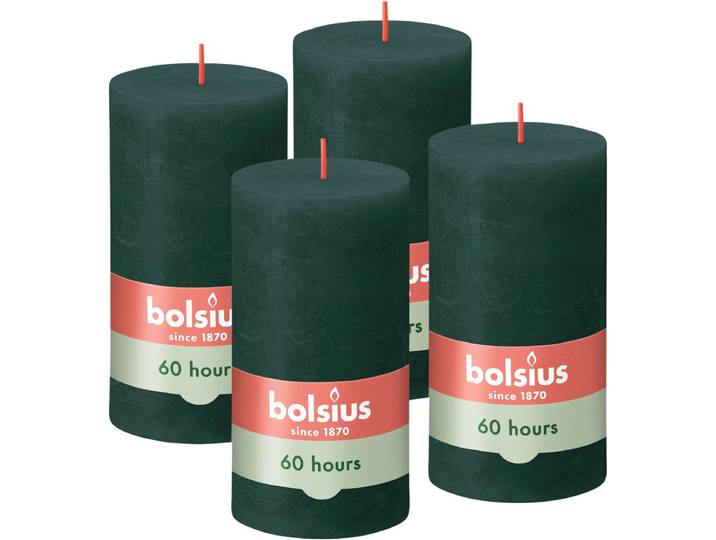 Bolsius - Rustieke Kaarsen - 4 stuks - Groen - 13cm - 60 branduren