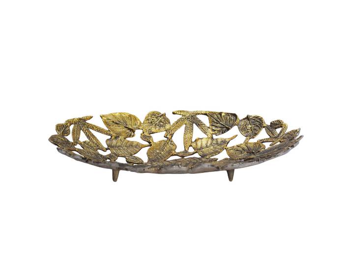 Livetastic Dekoschale, Goldfarben, Metall, oval, 49x8x31 cm, handgemacht, mit Beinen, Dekoration, Dekoschalen