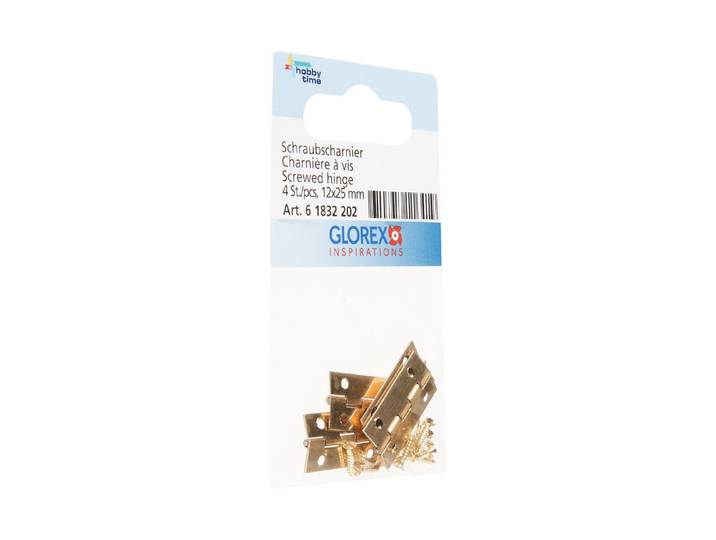 Glorex Schraubscharnier mit Miniaturschrauben 1.2 × 2.5 cm 4 Stück