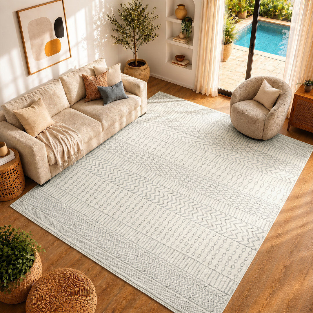 Blue Elephant Myron Grey/Off-White Rug Cream;Black;Gray Rectangle 200 x 274cm