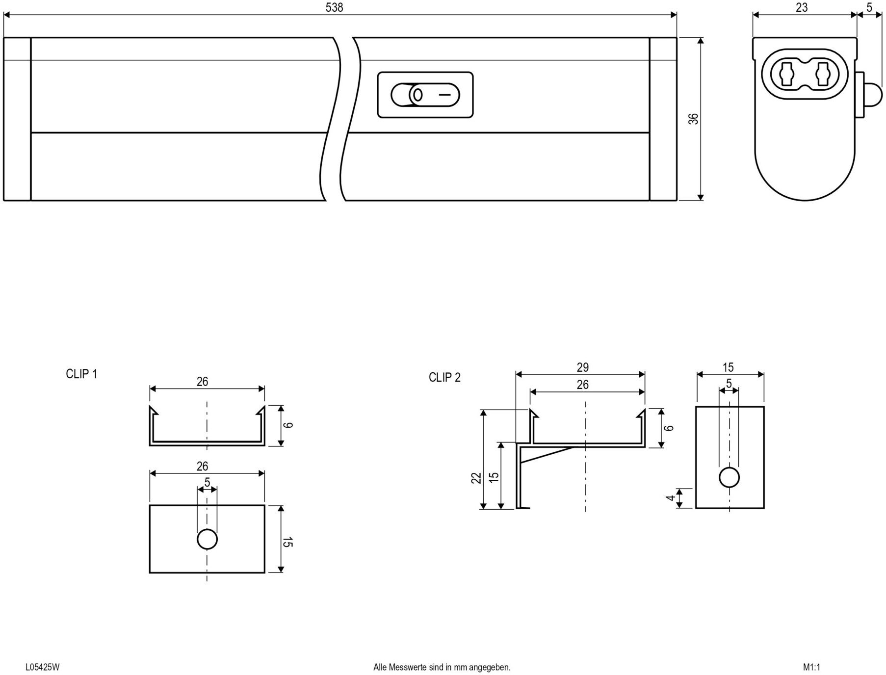 EVN LED-Unterbauleuchte L05425W)