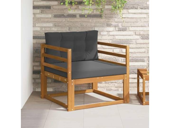 LPERTGFHU Garten Mittelsofa, Akazienholz Lounge-Sessel, Braun, 87x83x73 cm Robustes Massivholz, Wetterfestes Design, Latten-Rücken Struktur, Für Terrasse