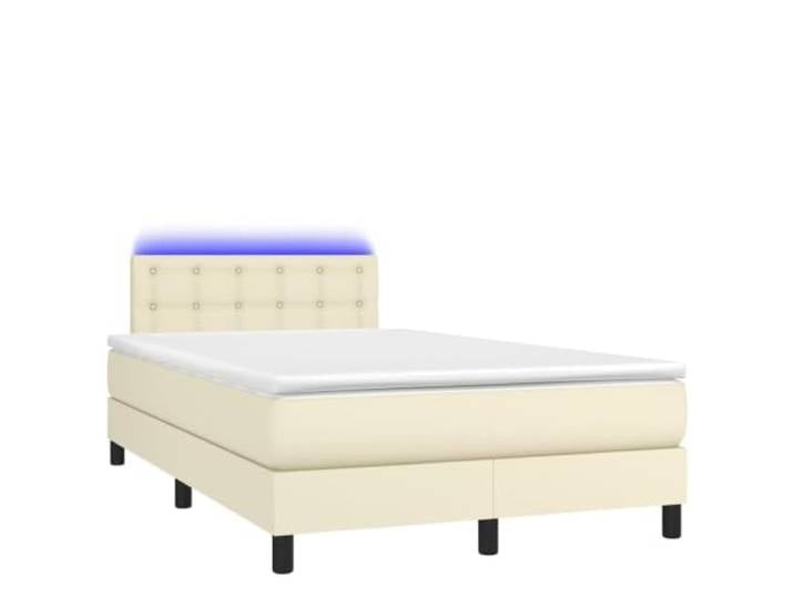 KKgypkn Boxspringbett mit Matratze & LED in Creme, Kunstleder, 120x200 cm