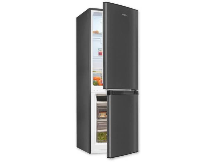exquisit Kühl-/Gefrierkombination KGC232-60-E-040C inoxlook-az, 142,5 cm hoch, 49,5 cm breit, Platzsparend 173 l, flexibel, leise, effizient, LED, 4*-Gefrierfach