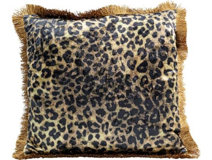 Kare Design Kissen Leo Fringe, Braun/Schwarz, 45x45cm, Zierkissen, Dekokissen, Couchkissen mit Reißverschluss