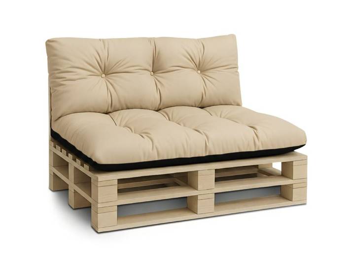Coussin palette de jardin Lot de 2 coussins pour palettes - coussins exterieur et interieur gros oreiller Beige
