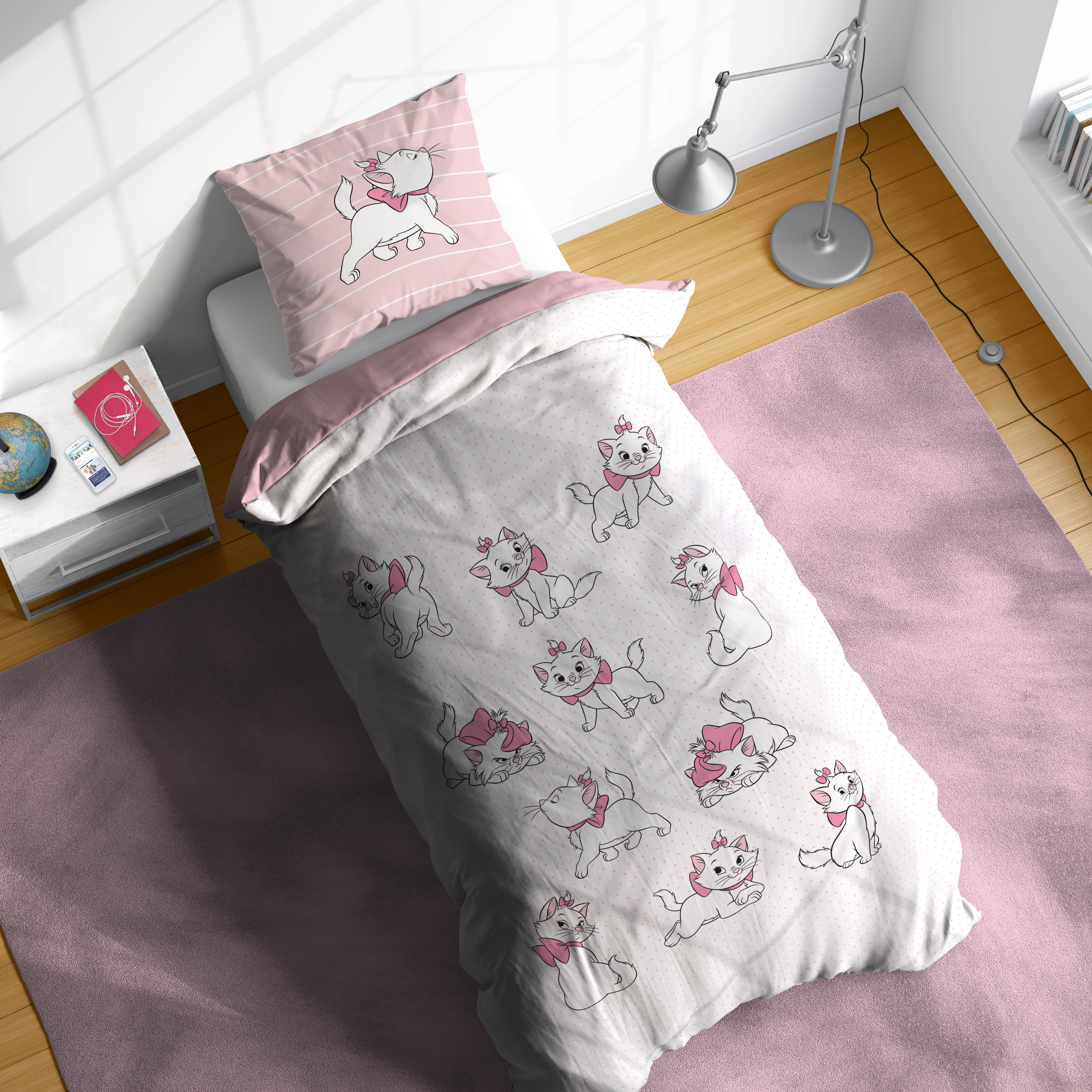 Kinderbettwäsche DISNEY "Disney Aristocats", rosa, B/L: 135cm x 200cm, 1 Stk., 1 Stk., Linon, B/L: 80cm x 80cm, 2, Linon, Obermaterial: 100% Baumwolle, Bettwäsche, Kinderbettwäsche, 100% Baumwolle