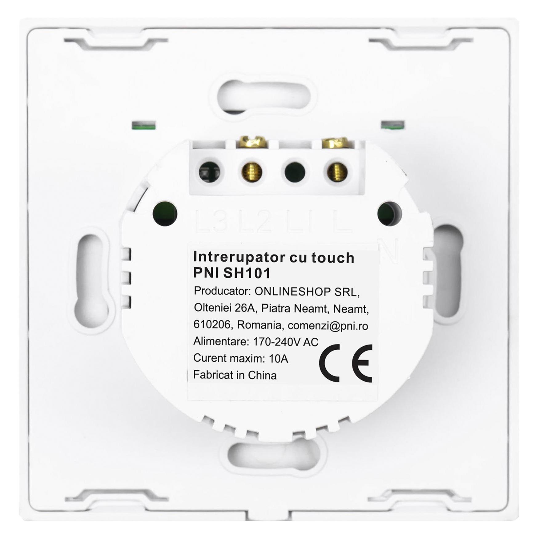 PNI Einfacher Touch-Schalter SH101 aus Glas, weiss mit LED-Anzeige (37420535)