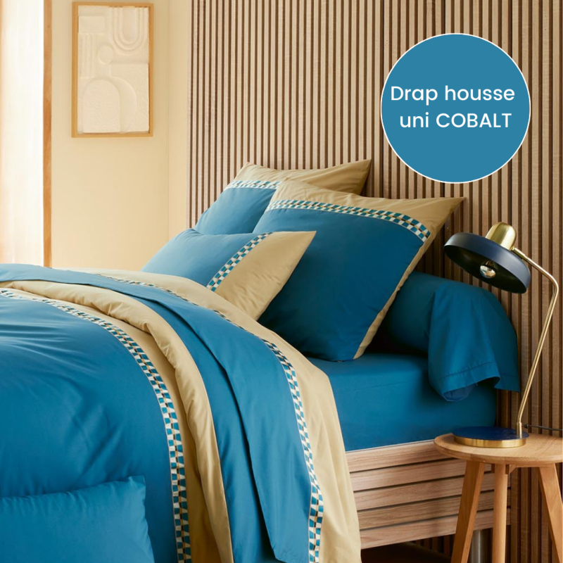 Drap housse percale Tradilinge UNI COBALT (Lino Cobalt) (Couleur : Cobalt)