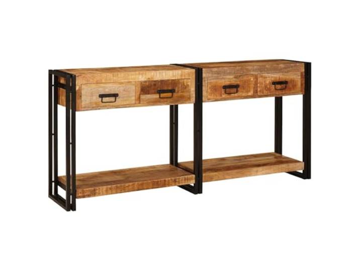 Konsolentisch mit Schublade, 2 Stück, Braun, massives Mangoholz, Form Massives Mangoholz, warmer rustikaler Stil, integrierte Aufbewahrung, vielseitiger Innenbereich, einfache Montage, Design