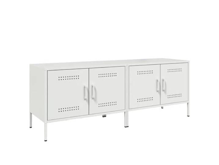 Roanoer TV-Schrank 2er Set Weiß 68x39x50,5cm Stahl Lowboard Industrie-Stil Stabile Metall-Fernsehtische für Schlafzimmer und Wohnzimmer. Bieten viel Stauraum und sind besonders pflegeleicht.