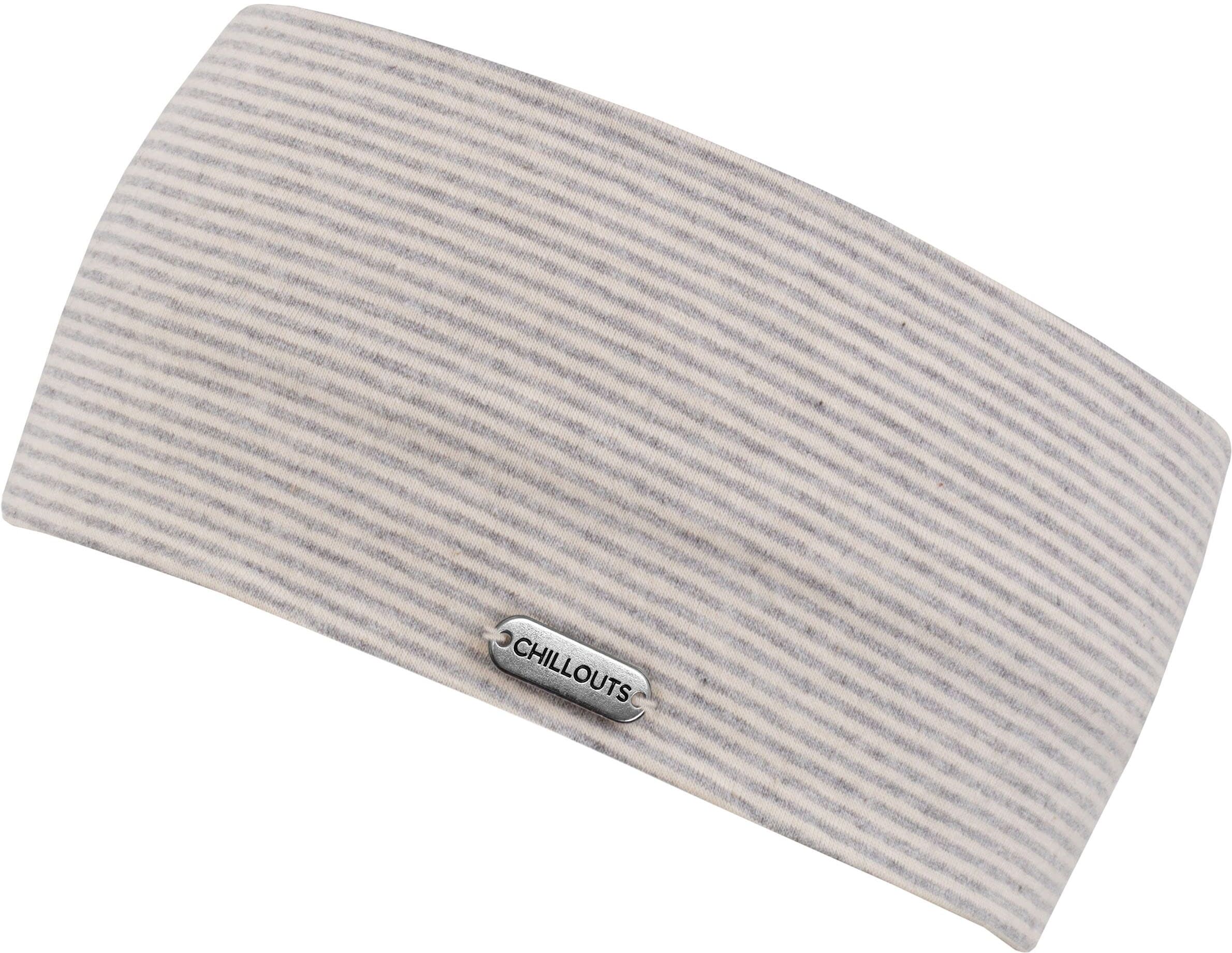 Stirnband CHILLOUTS "Farum Headband", Damen, beige (natur, grau), Baumwollmischung, gestreift, mehrfarbig, Mützen Stirnband, Dünn gestreiftes Baumwoll-Stirnband mit sanfter Oberfläche natur, grau Einheitsgröße